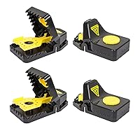 SZHLUX 4 Pack Mouse Traps, Mouse Traps Indoor for Home, Small Mice Trap and Reusable Mouse Trap (Large), Black