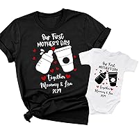 Our 1st Mother's Day Shirt, Mommy and Me Shirts, First Mothers Day Outfits, Custom with Names, Matching New Mom and Baby Shirt