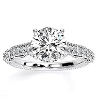 SP GOLD 3 CT Round Diamond Moissanite Engagement Ring Wedding Ring Band Set Solitaire Silver Jewelry Setting For Women Anniversary Ring Gift