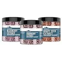 Earthborn Elements Grape Seed, Blueberry, & Cranberry Extract Capsule Bundle (200 Capsules Each), Pure & Undiluted, No Additives