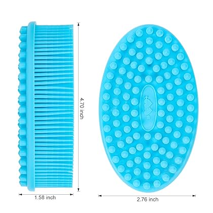Silicone Bath Shower Loofah Brush, 100% Silicone Gentle Back Scrubber, Best Body exfoliating loofa Brush Gift for Baby Kids Men Father Mother Wife Family (Blue)