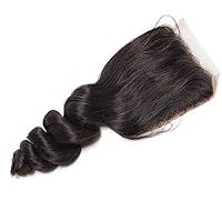 Beauty Forever Brazilian Loose Wave Hair 4x4 inch Free Part Lace Closure 100% Human Virgin Hair (18 inch)