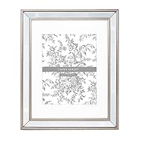 Laura Ashley 11x14 (Matted 8x10) Champagne Mirror Bead Picture Frame, Classic Mirrored Frame with Beaded Border, Wall-Mountable, Made for Photo Gallery and Wall Art, (11x14 (Matted 8x10), Champagne)