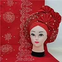 African Sego Headtie with ASO Oke Set Headtie Nigerian Headwear for Women by MSB Fabric co.2157