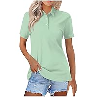Shirts for Women 2024 Dressy Casual Work Tops Fashion V Neck Button Blouses Collared Short Sleeve Basic Blouse