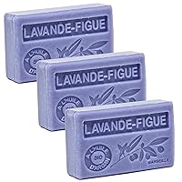 Maison Du Savon De Marseille - French Soap Made with Organic Argan Oil - Lavender Fig Fragrance - 3.5 Oz Bars - Set of 3