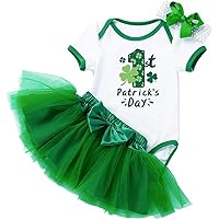 Infant Baby Girls St Patrick's Day Outfit 3Pcs Green Tulle Tutu Skirt with Headband Spring Outfits Size 0-24 Months
