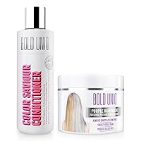 BOLD UNIQ Purple Hair Mask For Blonde, Platinum, Bleached, Silver, Gray, Ash & Brassy Hair & Color Conditioner Bundle - Remove Yellow Tones and Condition Dry, Damaged Hair - Cruelty Free & Vegan