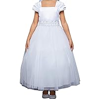 Lace Bead Satin Wedding Holy First Communion Special Occasion Flower Girl Dress