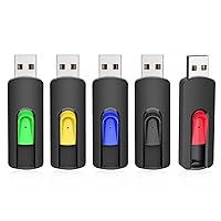 5 Pack 64 GB USB Flash Drive, MONGERY USB 2.0 Stick Thumb Drive Retractable USB Drive Zip Drive Jump Drive with LED Indicator for Data Storage (Mixcolor)