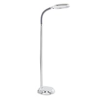 Lavish Home 72-1242S Floor Full Spectrum Natural Sunlight Lamp with Bendable Neck-Reading, Craft, Studying, and Esthetician Light (Chrome), Silver, 60