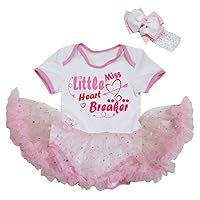 Petitebella Little Miss Heart Breaker White Bodysuit Tutu Baby Dress Nb-18m