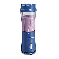 Portable Blender for Shakes and Smoothies with 14 Oz BPA Free Travel Cup and Lid, Durable Stainless Steel Blades for Powerful Blending Performance, Blue (51132)