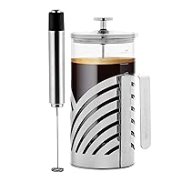 2 in 1 Latte Drink Maker with French Press 34 Ounce Coffee and Tea Maker, and Electric Portable Handheld Milk Frother