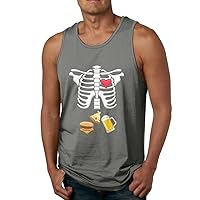 Hamburger Pizza and Beer Pregnant Skeleton Workout Humor Tank Top Tee Shirt
