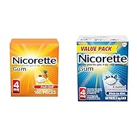 4mg Nicotine Gum to Help Quit Smoking - Fruit Chill Flavored Stop Smoking Aid, 160 Count & 4mg Nicotine Gum to Quit Smoking - White Ice Mint Flavored Stop Smoking Aid, 160 Count