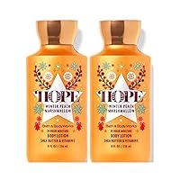 Bath & Body Works Winter Peach Marshmallow Super Smooth Body Lotion Sets Gift For Women 8 Oz -2 Pack (Winter Peach Marshmallow)
