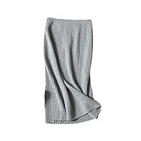 Winter Casual Cozy High Waist Skirt Women's 100% Cashmere Ribbed Knit Long Skirt