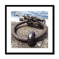 Nautical Wharf Docking Ring Framed & Mounted Print Photography by Adam Davies Nautical Coastal Sailing Black Frame Natural Frame White Frame Multiple Size Frame Wall Art Living Room Bedroom Home Office Wall Decor 12