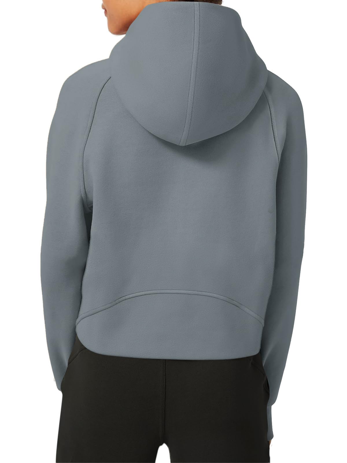 LASLULU Womens Sweatshirts Fleece Lined 1/2 Zipper Collar Pullover  Sweatshirts Long Sleeve Crop Tops Sweater Thumb Hole