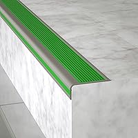 L-Shape PVC Non Slip Stair Self-Adhesive Anti-Slip Strips Protector, Edge Nosing Anti Slip Stair Nosing Edge TrimRubber Stair Tread Edge (Color : Green, Size : 10pieces)