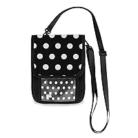 ALAZA White Polka Dot Black Small Crossbody Wallet Purse Cell Phone Bag Rfid Passport Holder with Credit Card Slots