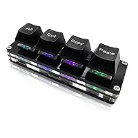 Mini 4-Key Select-All Cut Copy Paste Macro Pad Ctrl A X C V Shortcut One Handed Keyboard RGB Gaming Mechanical Keyboard OSU Keypad Programmable Keyboard for Working and Gaming. (Black)