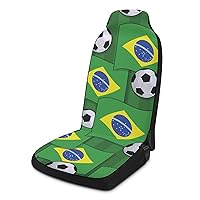 Brazil Soccer Pattern Printed Car Seat Covers Universal Auto Front Seats Protector with Pockets Fits for Most Cars