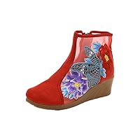 Women and Ladies The Butterfly Embroidery Pierced Summer Ankle Boot Shoe