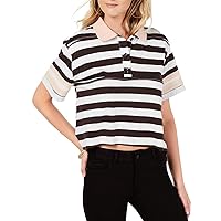 Womens Boxy Striped Polo Shirt