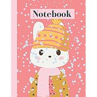 Notebook anteckningsbok för barn kaninälskare. Kanin i snön. 60 raderade sidor + 60 blanka sidor, skrift och teckning.: Jul, födelsedag, uppmuntran present för barn. (Swedish Edition)