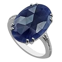 Indian Sapphire Oval Shape 7.88 Carat Natural Earth Mined Gemstone 14K White Gold Ring Unique Jewelry for Women & Men