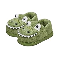 Winter Warm Slippers Plush Cute Cartoon Dinosaur Bedroom House Indoor Shoes Boys House Shoes Size 1