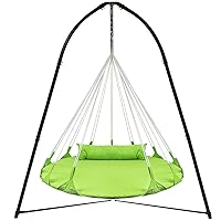 Sorbus Stylish Hanging Swing Nest and Tripod Chair Stand - Premium Cotton Double Hammock Daybed Saucer Swing Lounger - Heavy Duty Steel Swing Stand - Easy Setup - Sturdy Tree Swing for Indoor/Outdoor