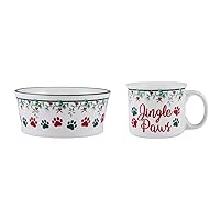 Pfaltzgraff Winterberry Coffee Mug and Pet Bowl Gift Set, 2 Piece, White