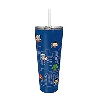 Zak Designs Marvel Avengers Vacuum Insulated Stainless Steel Travel Tumbler with Splash-Proof Lid, Includes Reusable Plastic Straw and Fits in Car Cup Holders (18/8 SS, 25 oz, Non-BPA)