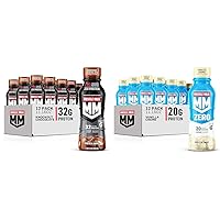 Muscle Milk Pro Protein Shake Knockout Chocolate Pack of 12, 32g Protein & Muscle Milk Zero Protein Shake Vanilla Crème Pack of 12, 20g Protein