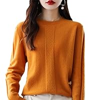 Autumn Winter Women's 100% Wool Pullovers Cashmere Sweater Female Inner Tops Loose Knit Base Shirt