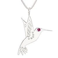Sterling Silver Ruby Hummingbird Pendant Necklace