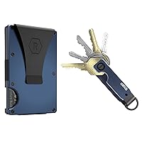 The Ridge Secure Essentials Bundle: Minimalist RFID-Blocking Slim Wallet with Money Clip & Compact Key Organizer Set (Navy)