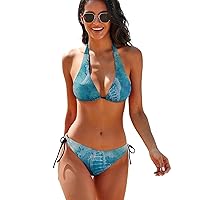 Bikini Set for Girlfriend Sexy Ocean Life on Earth Two Piece Bathing Suit Sea Removable Padding Bra Tie String
