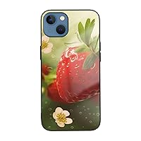 Lovely Strawberry Printed Case for iPhone 13 Mini Case, Tempered Glass Shockproof Phone Case Cover for iPhone 13 Mini 5.4 Inch, Not Yellowing