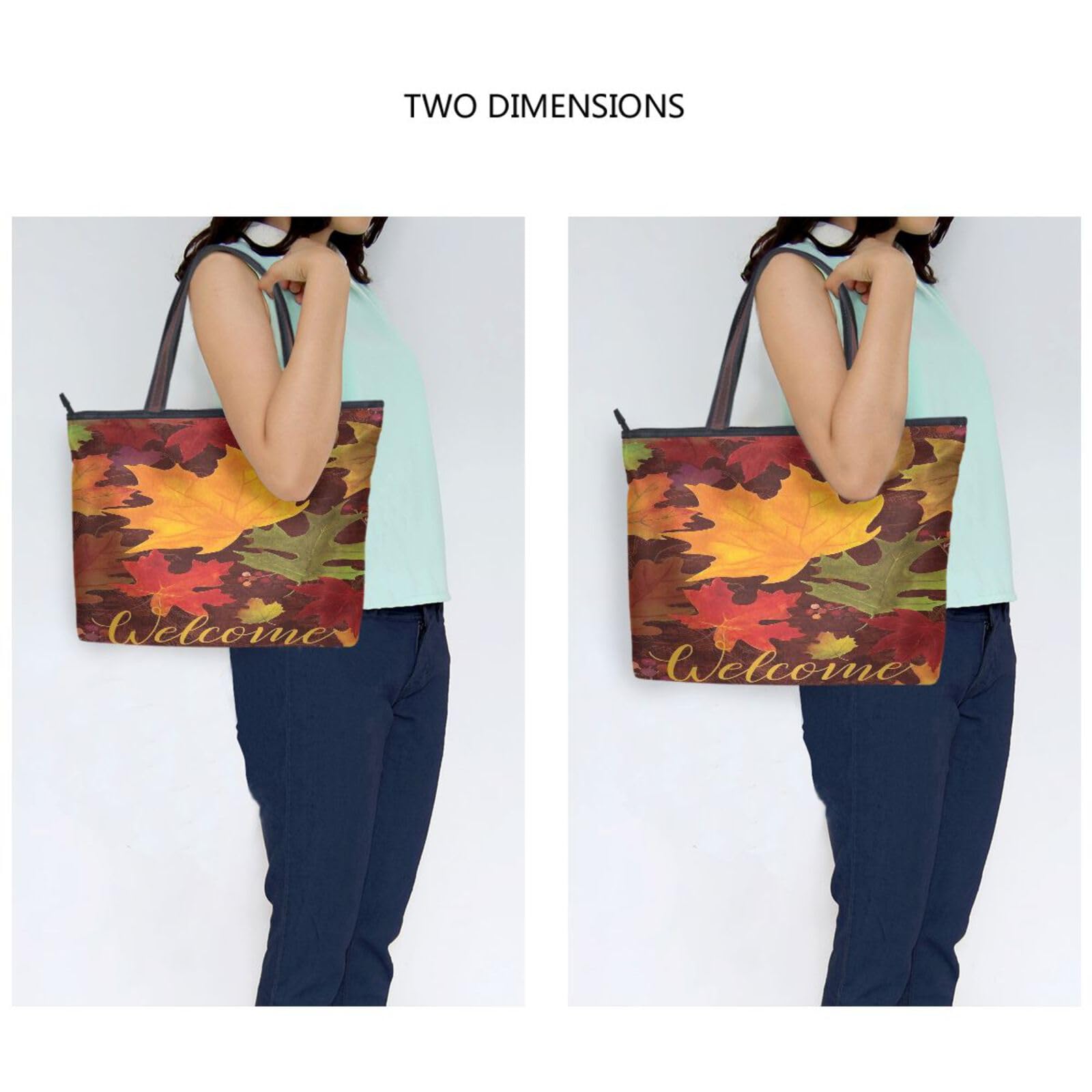 Tote Bag for Women with Zipper,Polyester Tote Purse Holiday Tote Bag Work Handbag Women Gift