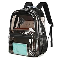 Clear Backpack Heavy Duty, Thriple Compartments Transparent Backpack PVC See Through Bookbag for Teen Boys Girls Women Men for Stadium Events College Work Festival,Half Black