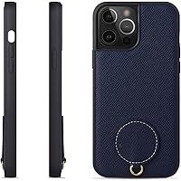 ONNAT-Anti-Fingerprint Case for iPhone 14 Plus 6.7'' Wireless Charging Function Protective Case with Adjustable Detachable Lanyard (Deep Blue)