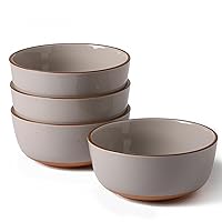 Ceramic Cereal Bowls, Grey Soup Bowls for Kitchen, 24 Oz Deep Bowl Set for Dessert, Salad, Pasta, Ice Cream, Oatmeal, Set of 4