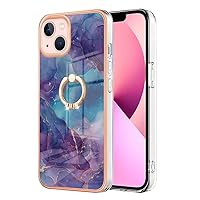 Plating Transparent TPU Case for iPhone 13 Mini,Plated Marble Floral Colorful Slim Fit Case Cover with Kickstand Ring
