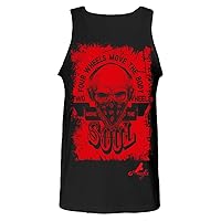 Men's Printed Two Wheels Move The Soul Skull Motorcycle Graphic Tank Top