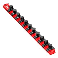 Ernst Manufacturing 13-Inch Magnetic Socket Organizer with 11 1/2-Inch Twist Lock Clips, Red - 8416M-Red-1/2
