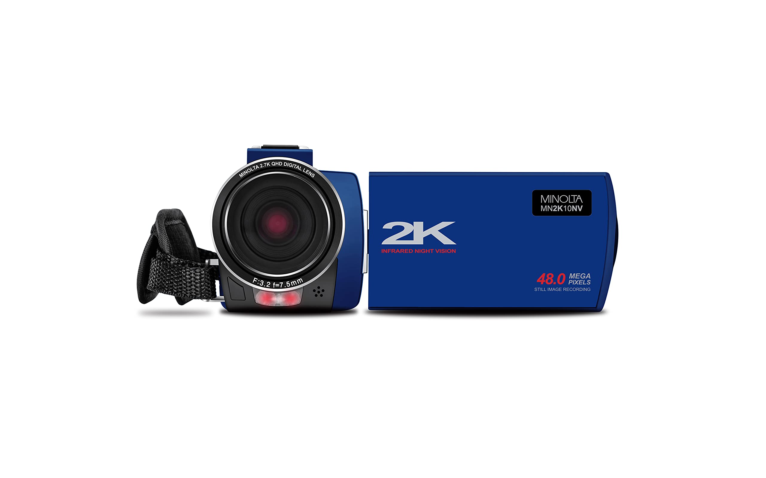 Minolta 2K Ultra HD Camcorder with Infrared Night Vision MN2K10NV, Blue
